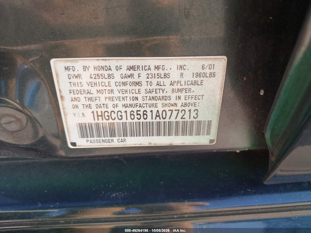 Продажа на аукционе авто 2001 Honda Accord Ex, vin: 1HGCG16561A077213, номер лота: 46264198