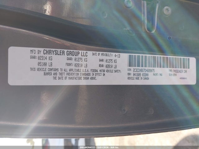 46264222 :رقم المزاد ، 2C3CDXBG1CH236391 vin ، 2012 Dodge Charger Se مزاد بيع