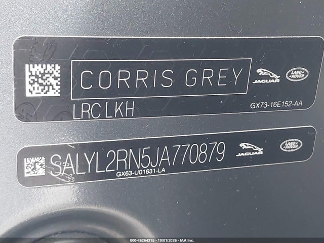 Продаж на аукціоні авто 2018 Land Rover Range Rover Velar D180 Se R-dynamic, vin: SALYL2RN5JA770879, номер лоту: 46264315