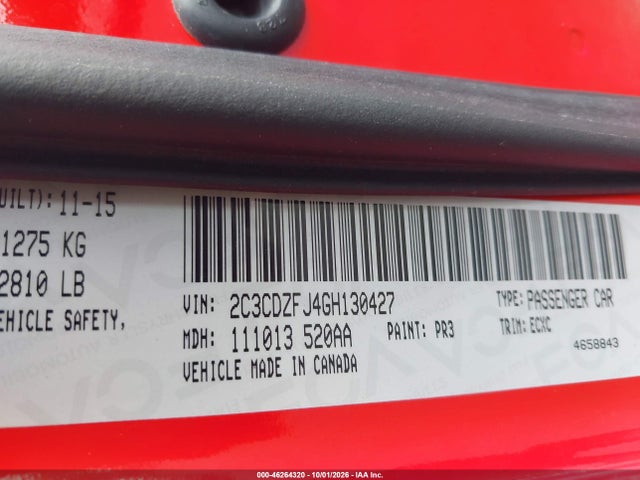 Продаж на аукціоні авто 2016 Dodge Challenger 392 Hemi Scat Pack Shaker, vin: 2C3CDZFJ4GH130427, номер лоту: 46264320