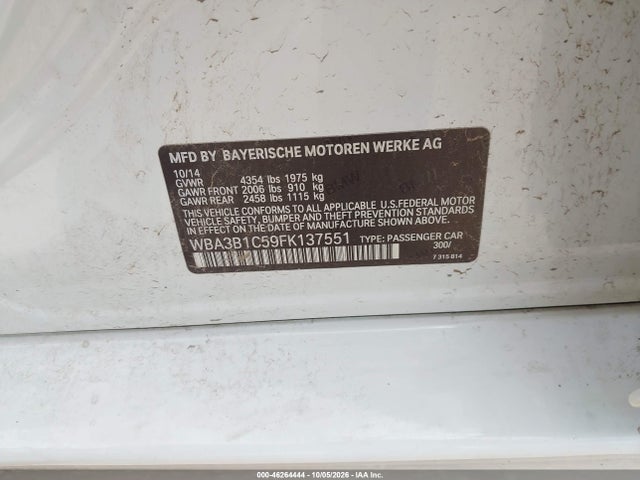 Продажа на аукционе авто 2015 Bmw 320i, vin: WBA3B1C59FK137551, номер лота: 46264444