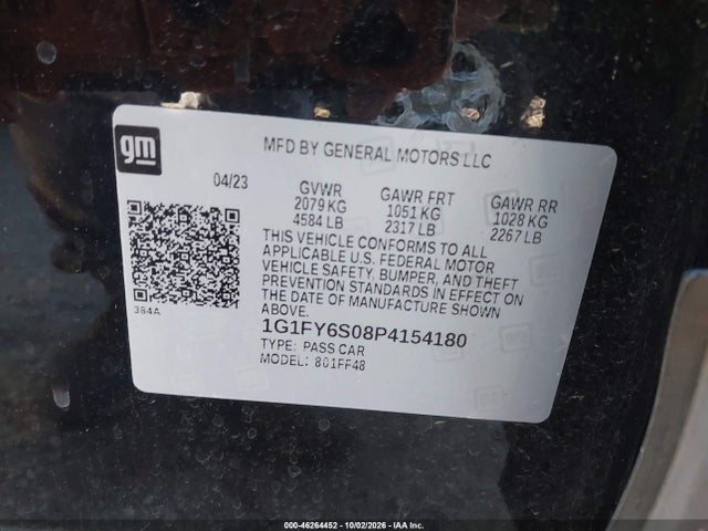 46264452 :رقم المزاد ، 1G1FY6S08P4154180 vin ، 2023 Chevrolet Bolt Euv Fwd Lt مزاد بيع