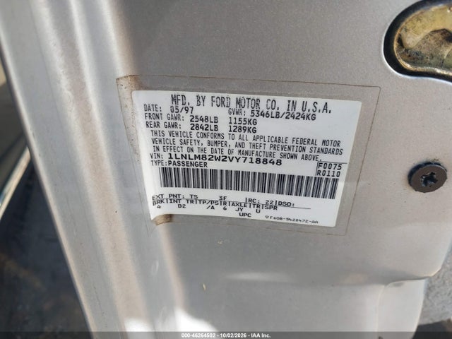 46264502 :رقم المزاد ، 1LNLM82W2VY718848 vin ، 1997 Lincoln Town Car Signature مزاد بيع