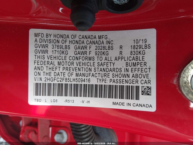 Honda Civic Sport 2020 2HGFC2F85LH509416 Image 9