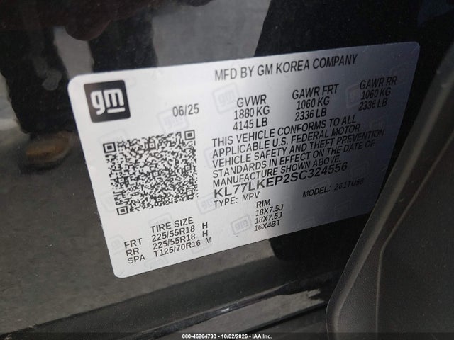 Aukcja sprzedaży 2025 Chevrolet Trax Fwd Activ, vin: KL77LKEP2SC324556, numer aukcji: 46264793