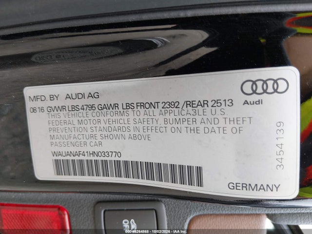 WAUANAF41HN033770 Audi A4 2.0t Premium