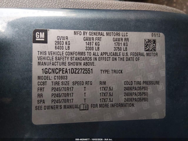 Продажа на аукционе авто 2013 Chevrolet Silverado 1500 Work Truck, vin: 1GCNCPEA1DZ272551, номер лота: 46264877