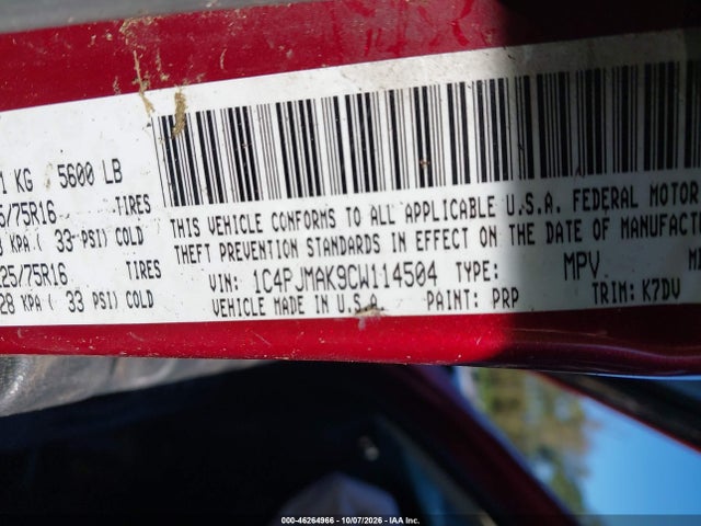 Auction sale of the 2012 Jeep Liberty Sport, vin: 1C4PJMAK9CW114504, lot number: 46264966