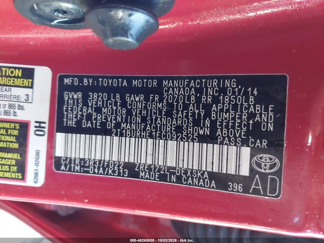 Toyota Corolla S Plus 2014 2T1BURHE1EC092525 Image 9