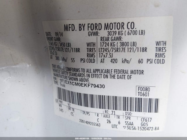 Ford F-150 Xl 2014 1FTEX1CM0EKF79430 Image 9