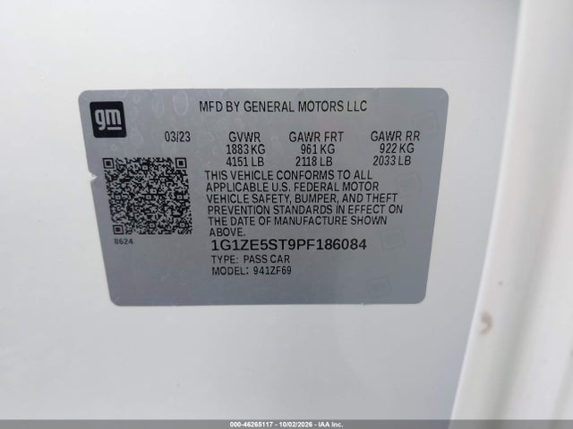 Aukcja sprzedaży 2023 Chevrolet Malibu Fwd 2lt, vin: 1G1ZE5ST9PF186084, numer aukcji: 46265117