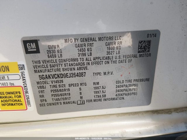 Buick Enclave Premium 2014 5GAKVCKD9EJ264087 Image 9