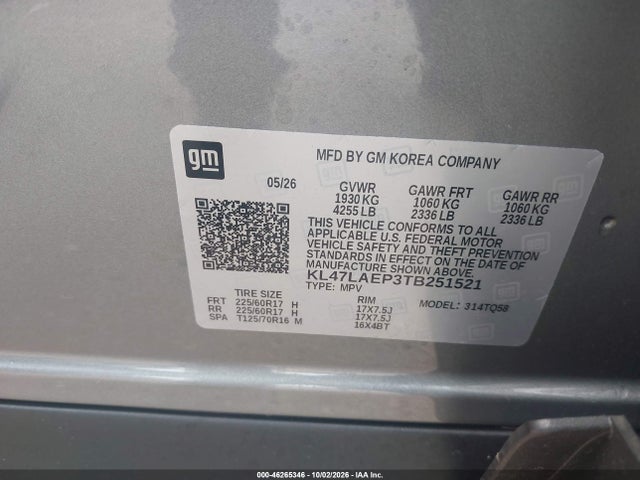 Aukcja sprzedaży 2026 Buick Envista Preferred Fwd, vin: KL47LAEP3TB251521, numer aukcji: 46265346