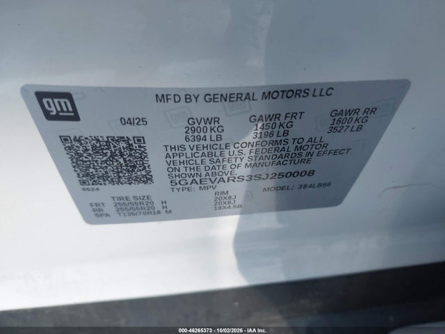 Aukcja sprzedaży 2025 Buick Enclave Preferred Fwd, vin: 5GAEVARS3SJ250008, numer aukcji: 46265373