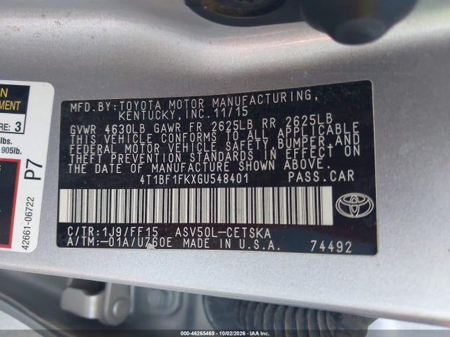 Продаж на аукціоні авто 2016 Toyota Camry Se, vin: 4T1BF1FKXGU548401, номер лоту: 46265469