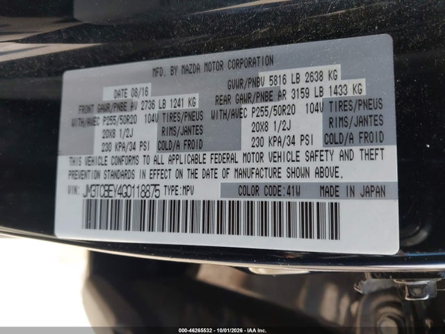 Mazda Cx-9 Signature 2016 JM3TCBEY4G0118875 Image 9
