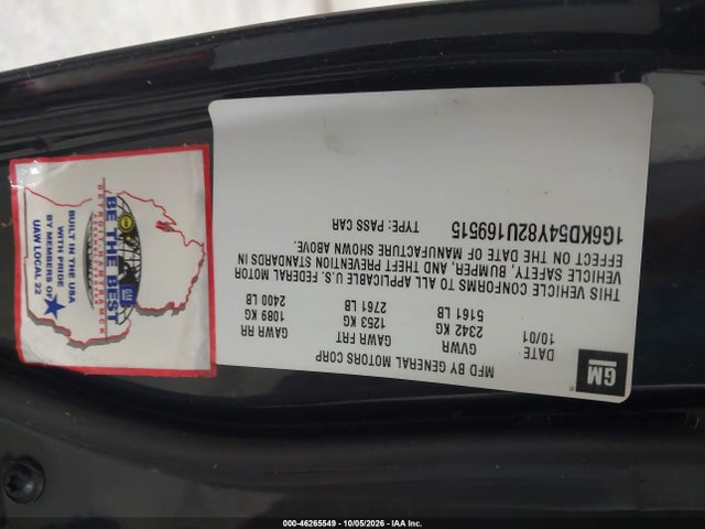 Auction sale of the 2002 Cadillac Deville Standard, vin: 1G6KD54Y82U169515, lot number: 46265549