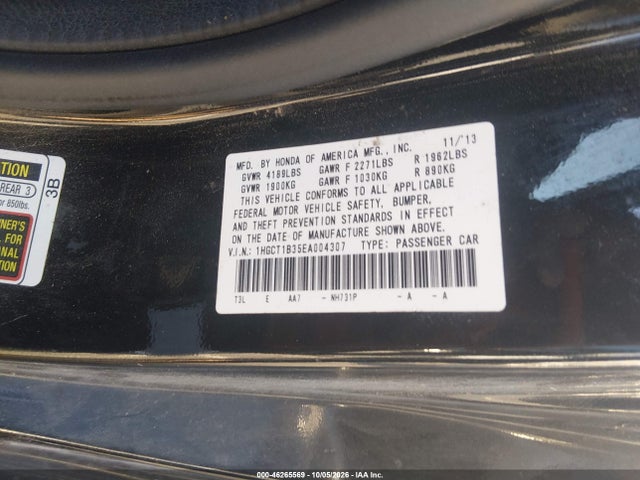 Aukcja sprzedaży 2014 Honda Accord Lx-s, vin: 1HGCT1B35EA004307, numer aukcji: 46265569