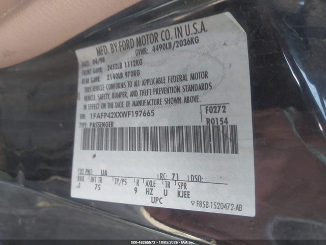 Продаж на аукціоні авто 1998 Ford Mustang Gt, vin: 1FAFP42XXWF197665, номер лоту: 46265572