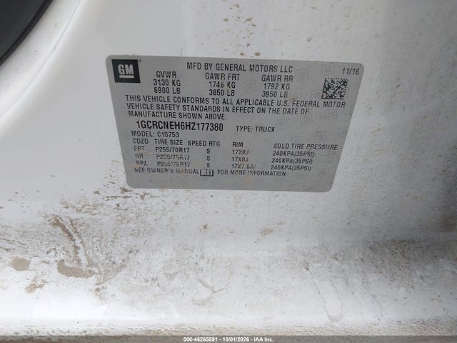 Aukcja sprzedaży 2017 Chevrolet Silverado 1500 Wt, vin: 1GCRCNEH6HZ177380, numer aukcji: 46265591