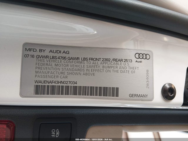 WAUENAF43HN027034 Audi A4 2.0t Premium