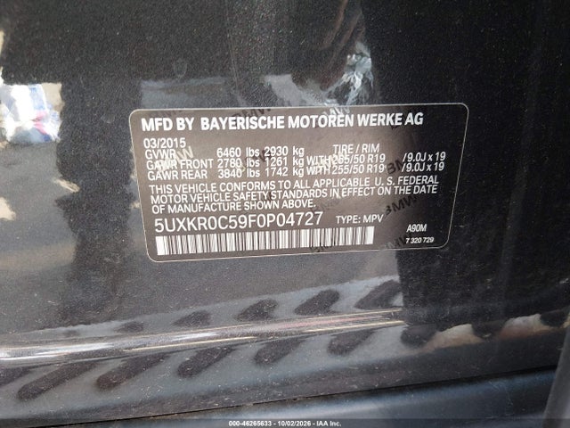Aukcja sprzedaży 2015 Bmw X5 Xdrive35i, vin: 5UXKR0C59F0P04727, numer aukcji: 46265633