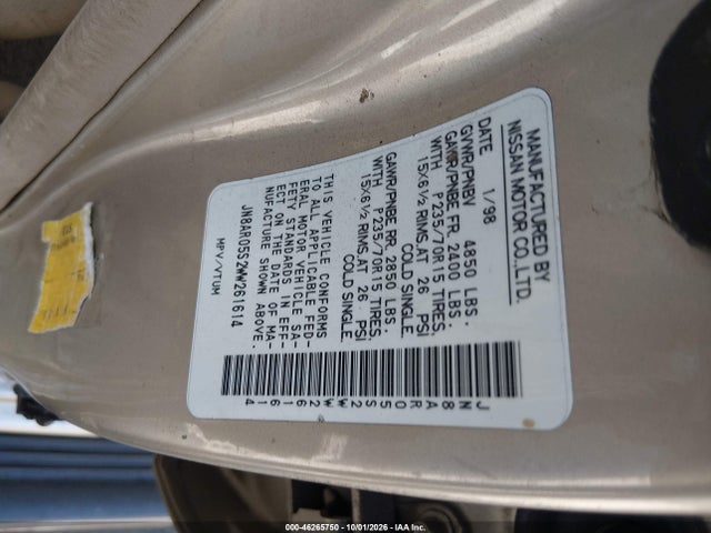 Продажа на аукционе авто 1998 Nissan Pathfinder Le/xe, vin: JN8AR05S2WW261614, номер лота: 46265750