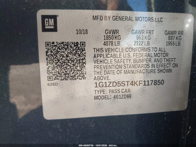 Chevrolet MALIBU LT 2019 1G1ZD5ST4KF117850 Image 9