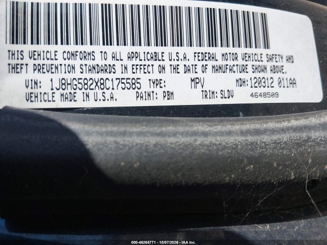 46265771 :رقم المزاد ، 1J8HG582X8C175585 vin ، 2008 Jeep Commander Limited مزاد بيع