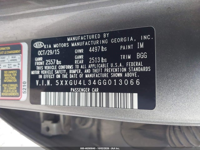 KIA OPTIMA EX 2016 5XXGU4L34GG013066 Image 9