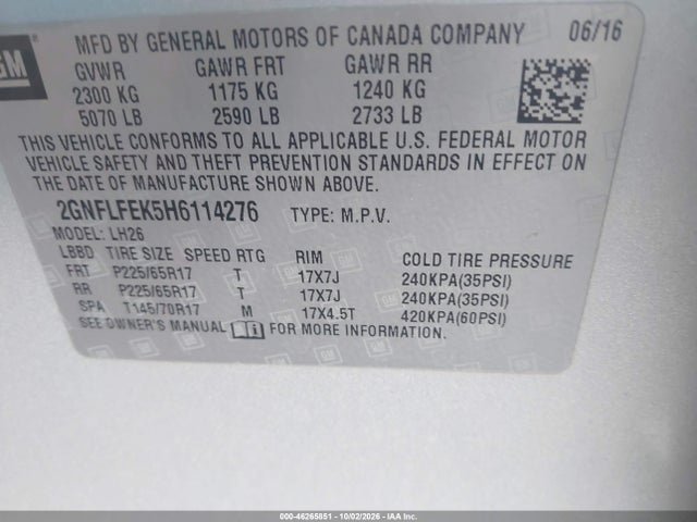 Chevrolet EQUINOX LT 2017 2GNFLFEK5H6114276 Image 9