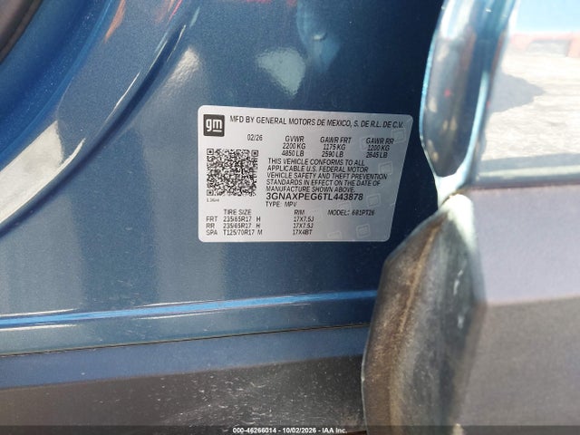 46266014 :رقم المزاد ، 3GNAXPEG6TL443878 vin ، 2026 Chevrolet Equinox Awd Lt مزاد بيع