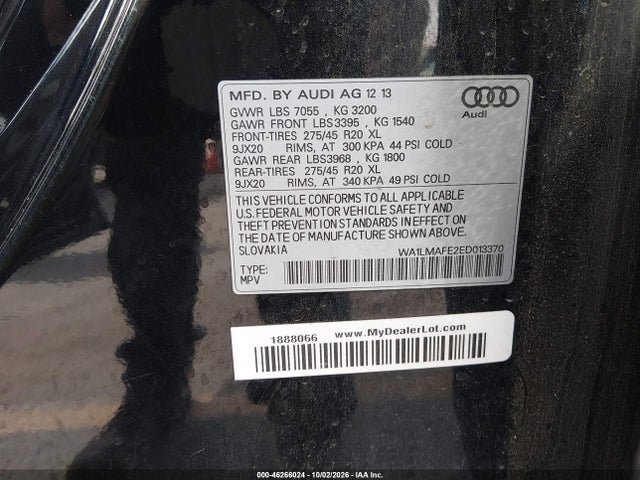 Продажа на аукционе авто 2014 Audi Q7 3.0 Tdi Premium, vin: WA1LMAFE2ED013370, номер лота: 46266024