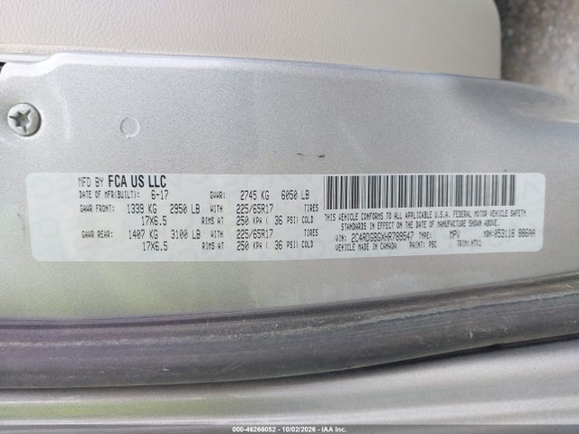 Dodge Grand Caravan Se 2017 2C4RDGBGXHR789547 Image 9