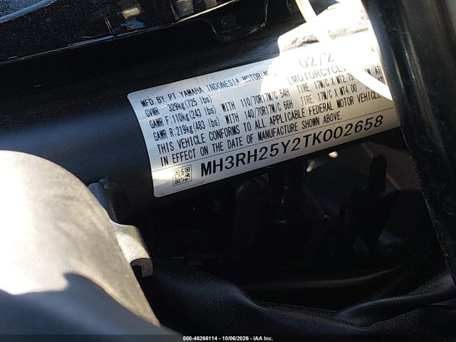 46266114 :رقم المزاد ، MH3RH25Y2TK002658 vin ، 2026 Yamaha Yfz320 Ac مزاد بيع