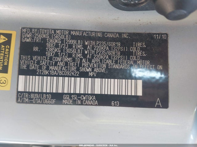 Продажа на аукционе авто 2011 Lexus Rx 350, vin: 2T2BK1BA7BC092422, номер лота: 46266248