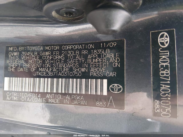 46266271 :رقم المزاد ، JTKDE3B71A0310750 vin ، 2010 Scion Tc مزاد بيع