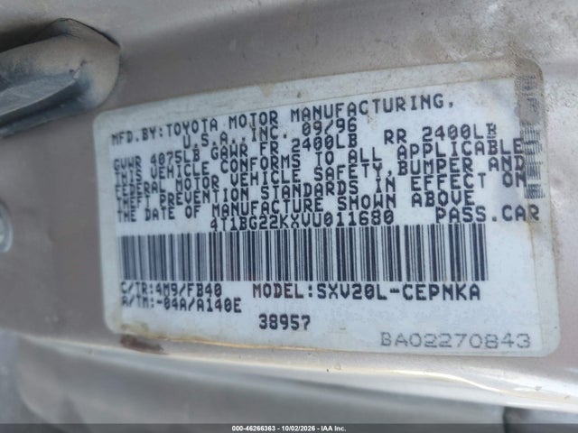 Продаж на аукціоні авто 1997 Toyota Camry Le, vin: 4T1BG22KXVU011680, номер лоту: 46266363