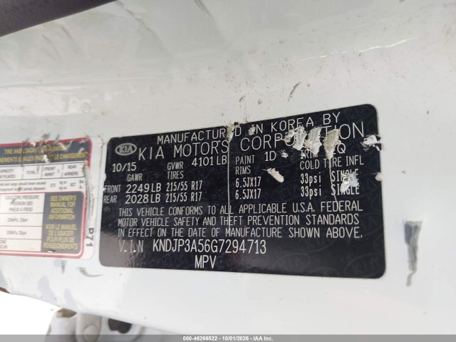 KIA SOUL + 2016 KNDJP3A56G7294713 Image 9