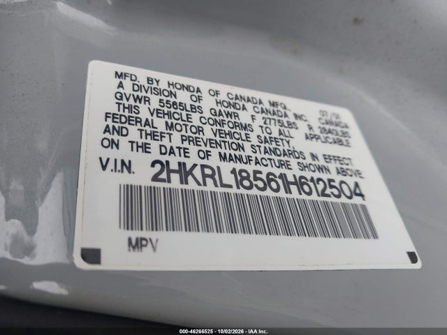 Продаж на аукціоні авто 2001 Honda Odyssey Lx, vin: 2HKRL18561H612504, номер лоту: 46266525