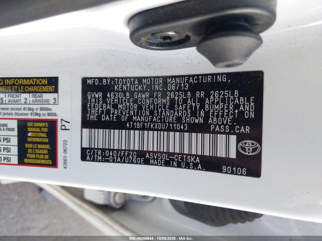 Aukcja sprzedaży 2013 Toyota Camry Se, vin: 4T1BF1FKXDU711043, numer aukcji: 46266544
