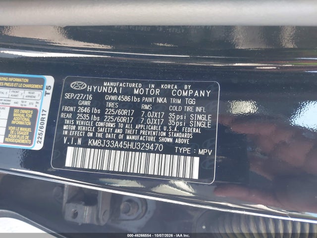 Продаж на аукціоні авто 2017 Hyundai Tucson Se, vin: KM8J33A45HU329470, номер лоту: 46266554