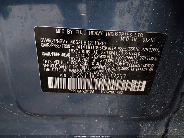 JF2SJGDC8GH513237 Subaru Forester 2.0xt Premium