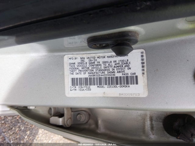 2004 Toyota Corolla S მანქანა იყიდება აუქციონზე, vin: 1NXBR32E44Z233236, აუქციონის ნომერი: 46266684