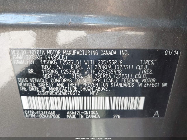 Toyota Rav4 Limited 2014 2T3YFREV5EW078612 Image 9