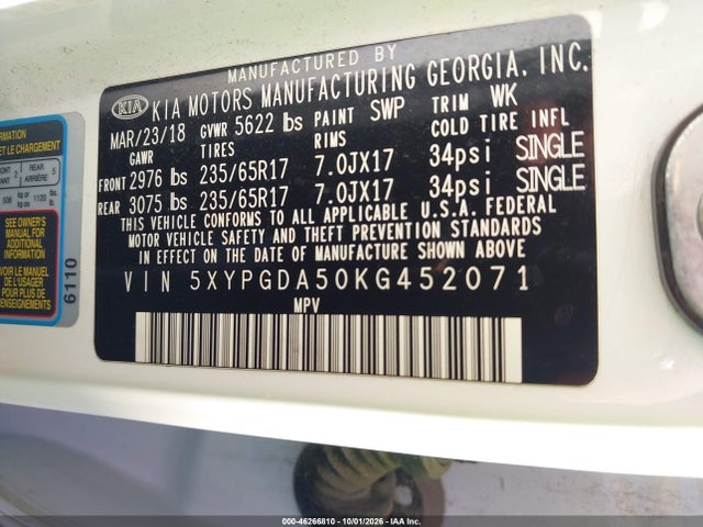 KIA Sorento 3.3l Lx 2019 5XYPGDA50KG452071 Image 9