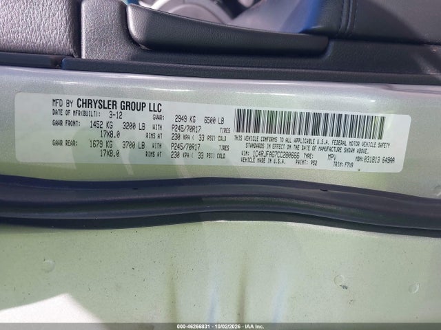 2012 Jeep Grand Cherokee Laredo მანქანა იყიდება აუქციონზე, vin: 1C4RJFAG9CC350054, აუქციონის ნომერი: 46266831