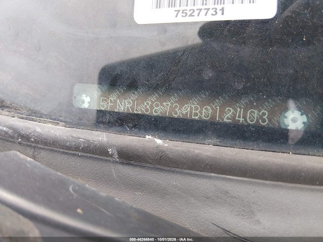 46266840 :رقم المزاد ، 5FNRL38739B012403 vin ، 2009 Honda Odyssey Ex-l مزاد بيع