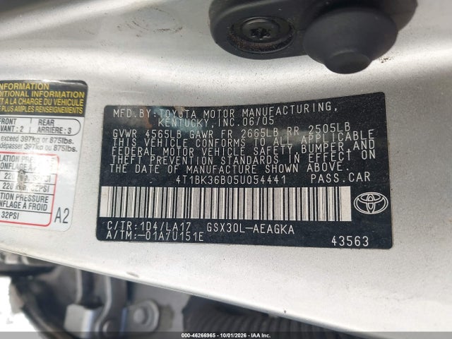 Продаж на аукціоні авто 2005 Toyota Avalon Xls, vin: 4T1BK36B05U054441, номер лоту: 46266965