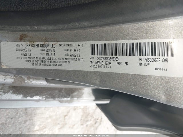 Aukcja sprzedaży 2015 Chrysler 200 S, vin: 1C3CCCBB7FN590329, numer aukcji: 46267067
